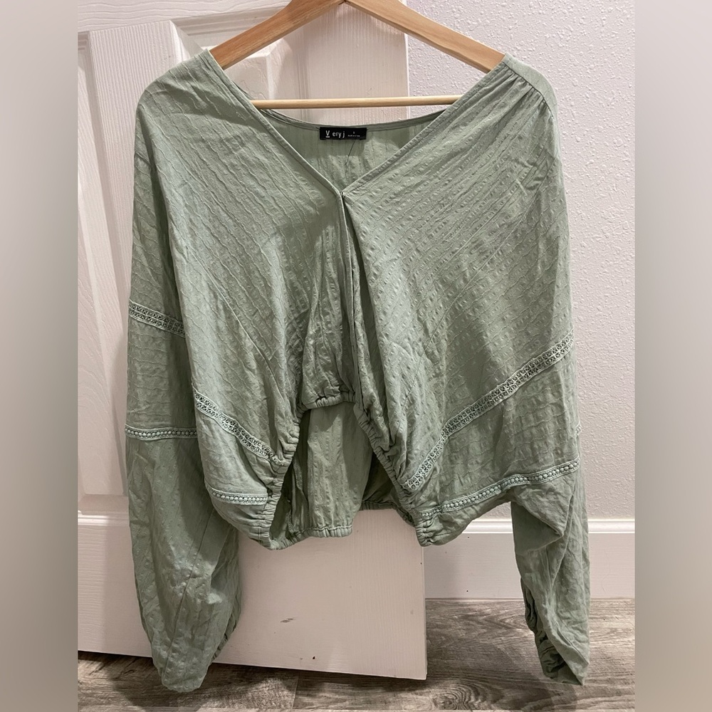 sage green long sleeve blouse